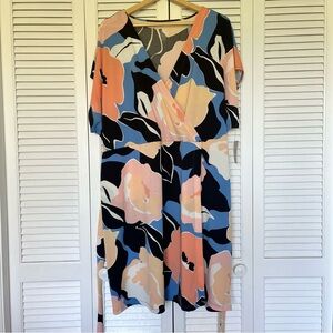 Nine West Floral Faux-Wrap Dres